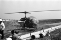 ヘリコプター-による直まき栽培の訓練