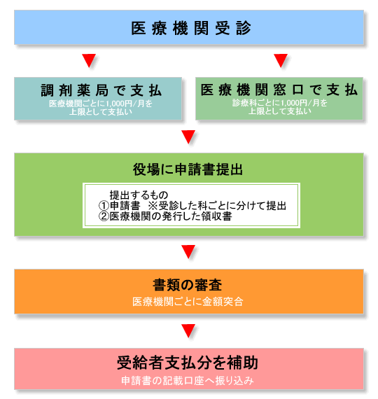 乳幼児福祉医療費支給までの流れの図