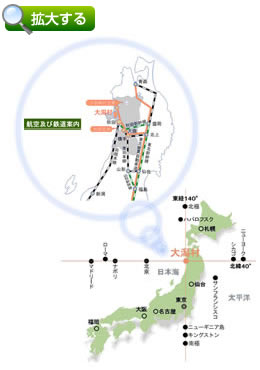 地図：大潟村の位置・鉄道及び道路案内